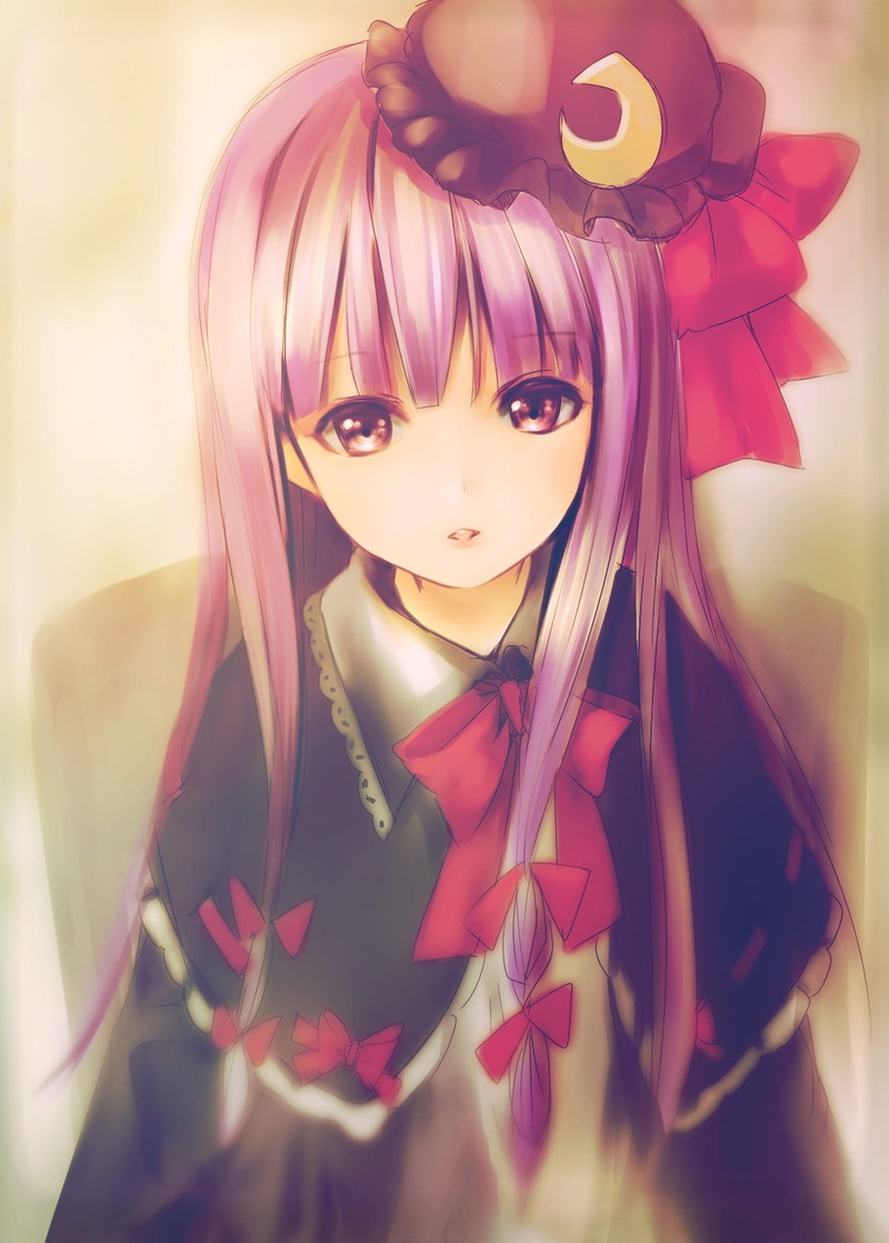 women, hair, human face, one person, young adult, Touhou, beautiful woman, looking at camera, adult, Patchouli Knowledge, 720P, flower, hairstyle, anime