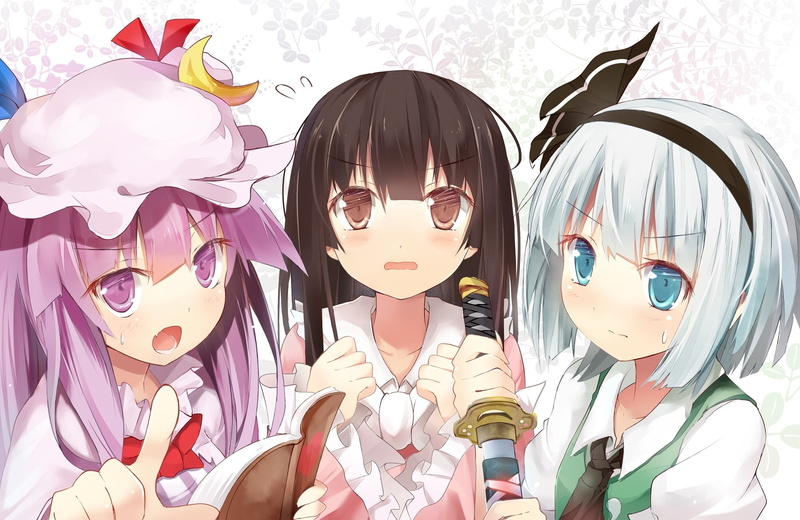 females, touhou, female likeness, glasses, representation, women, creativity, childhood, Anime, celebration, girls, portrait, art and craft, purple hair