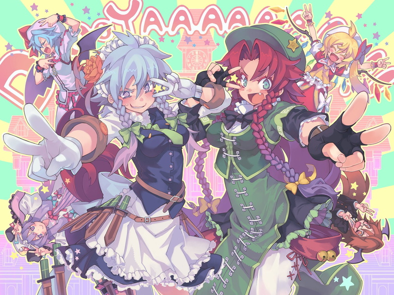 Flandre Scarlet, Remilia Scarlet, Anime, Koakuma (Touhou), Touhou, Hong Meiling, 1080P, Patchouli Knowledge, Sakuya Izayoi