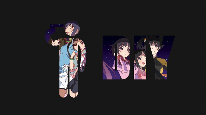 typography, dark, dark humor, 4K, Monogatari Series