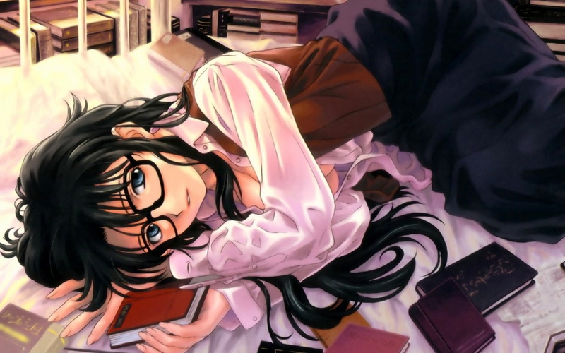 relaxation, midsection, women, portrait, Read or Die, unrecognizable person, glasses, real people, 720P, anime girls, manga, one person, lifestyles, indoors