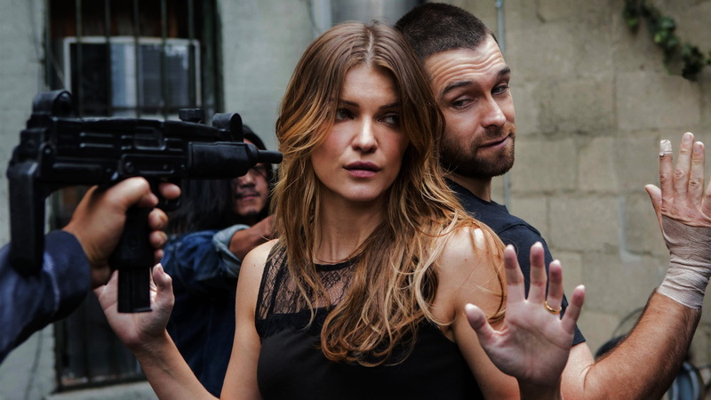 casual clothing, weapon, young women, women, gun, top, men, long hair, adult, handgun, holding, Banshee, group of people, young men, aggression, sleeveless