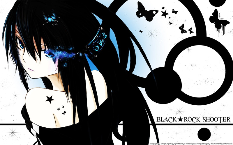human representation, creativity, Kuroi Mato, 1080P, indoors, wall - building feature, Black Rock Shooter, representation, silhouette, design, art and craft