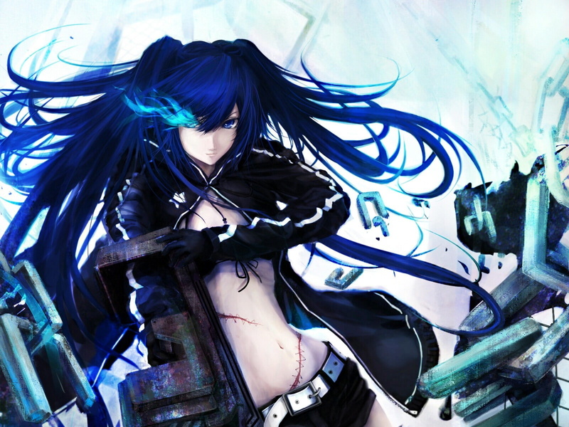 Kuroi Mato, blue hair, 720P, anime, Black Rock Shooter, anime girls