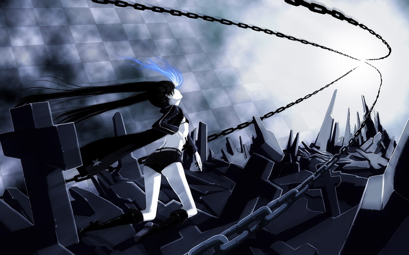 anime, twintails, 1080P, anime girls, Kuroi Mato, Strength (Black Rock Shooter), Black Rock Shooter, chains