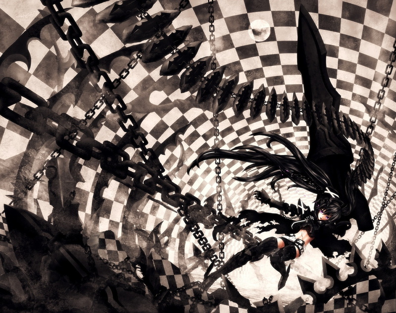 pattern, Insane Black Rock Shooter, shadow, safety, textile, security, barrier, sunlight, Kuroi Mato, outdoors, day, protection, nature, 1080P, city, no people