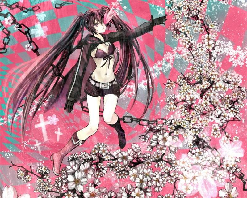 Anime, Pink, Cherry Blossom, Black Rock Shooter, 720P, Insane Black Rock Shooter