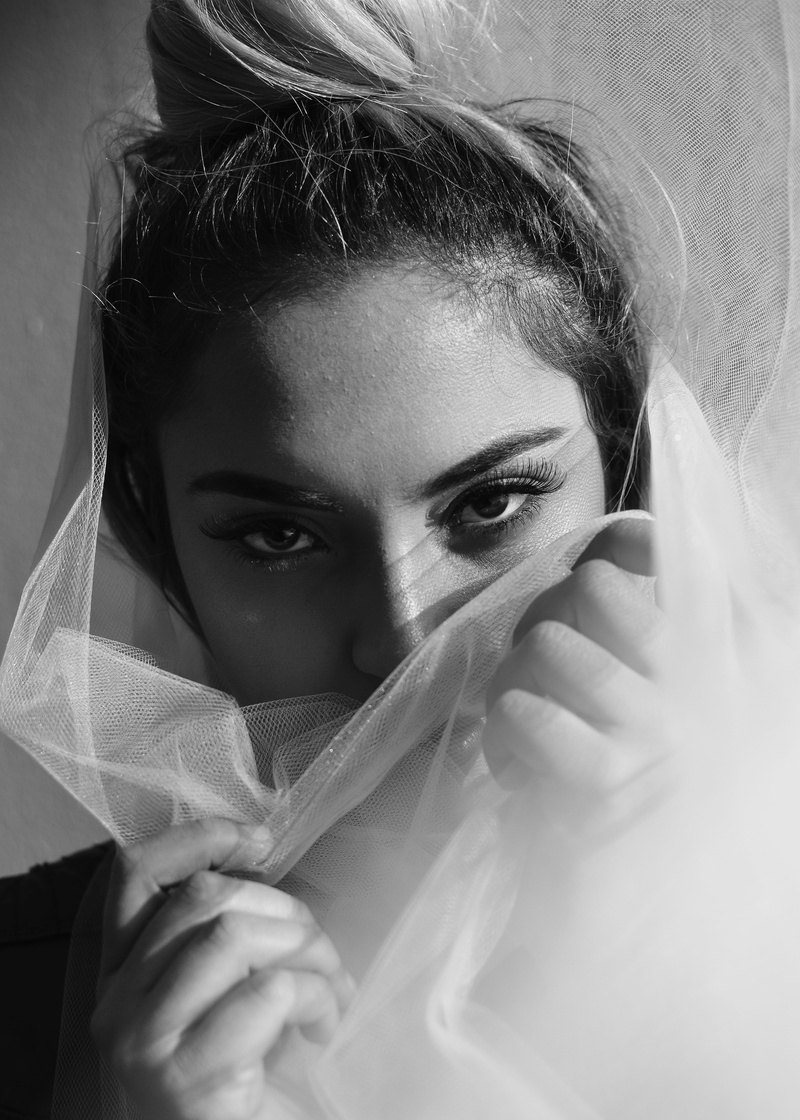photoshoot, woman, females, portrait, monochrome, pose, facial expression, front view, grayscale, covering, finger, contemplation, young women, leisure activity