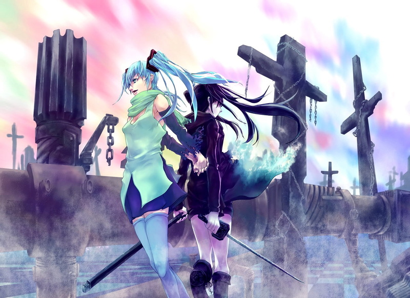 kuroi mato, anime, kuroi, rock, mato, hatsune, katana, hatsune miku, black, 720P, girls, miku, vocaloid, shooter, anime girls, black rock shooter