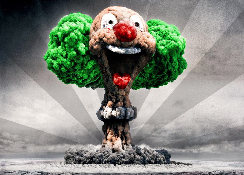 face, close-up, Insane Clown Posse, anthropomorphic face, no people, digital composite, outdoors, sky, nature, creativity, wool, 480P, green color, multi colored