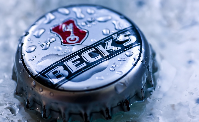 bottle, winter, german beer, becks, can, close-up, wet, Food and Drink, no people, high angle view, beer, cap, silver colored, 2K, snow, ice, drink can