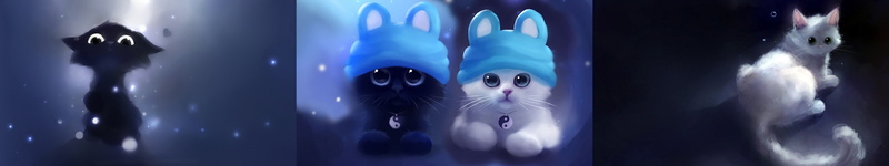 mignon, drawing, screen, kitten, chaton, draw, multiple, monitor, multi, chat, tripple, kitty, cat, black, noir, 5K, dessin, cute, apofiss