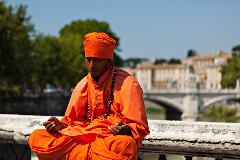 waist up, clothing, shot, contemplation, River Tiber, sadhu, adults only, monk - Religious Occupation, Candid shot, orange color, tourist, hinduism, males