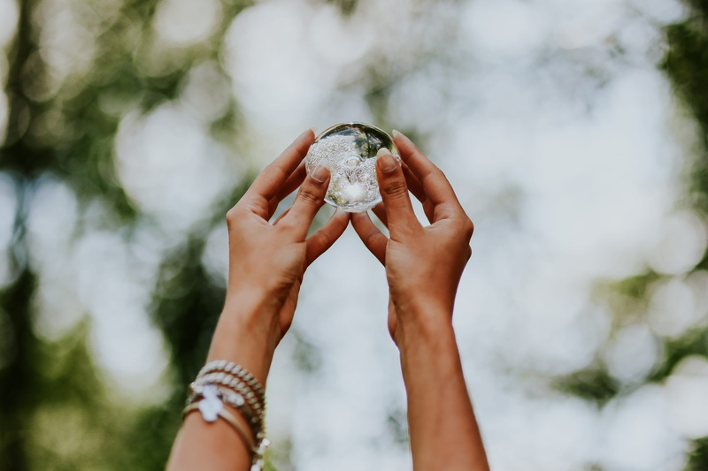adults only, close-up, outdoors, day, crystal ball, adult, image Type, people, femine, little, leisure activity, human Hand, ball, nature, jewelry, little crystal