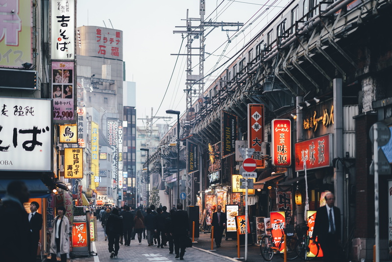city street, chiyoda-ku, transportation, road, architecture, animation, life, group of people, communication, built structure, street, sign, script, 8K