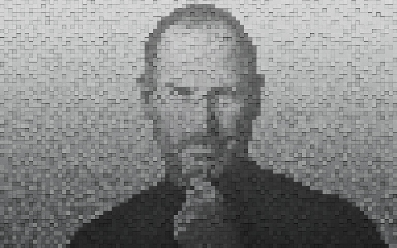 Apple, full frame, city, pixel, wall, wall - building feature, 2K, mosaic, indoors, brick, day, textured, pixelated, Steve Jobs, digital composite, pattern