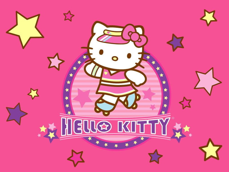 cute, 480P, Hello Kitty, Dress, kitty, hd, bow, skates, hello, PINK, anime, art