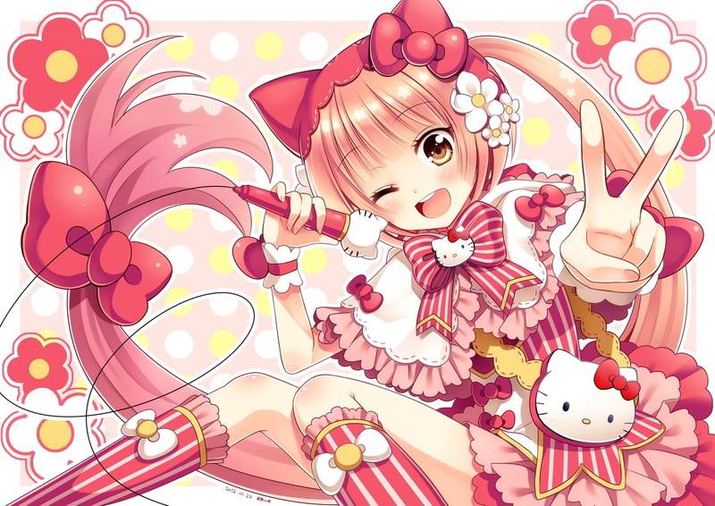 x, anime, hello, 720P, art, nekomura, vocaloid, Hello Kitty, hd, iroha, kitty