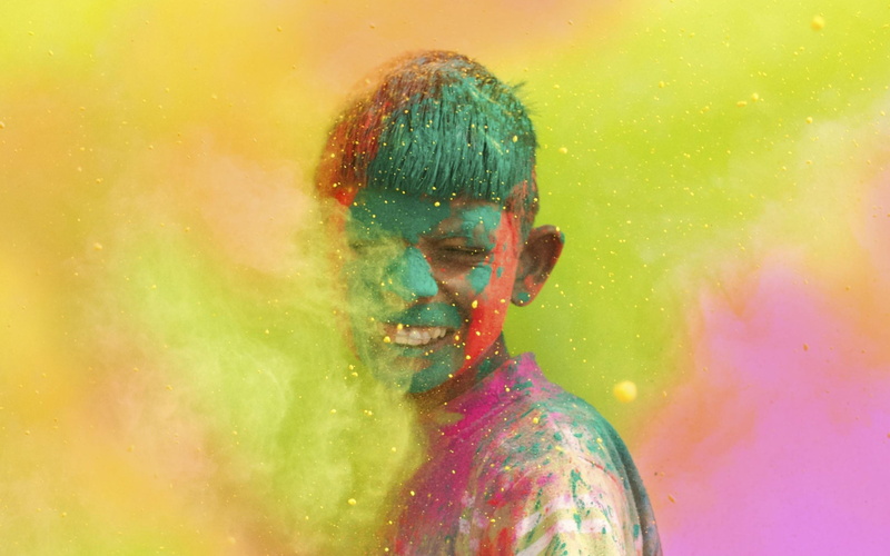 purple, religion, s, celebrate, traditional festival, body paint, 2K, multi colored, men, yellow, powder paint, colour, green color, Holi, boy, celebration