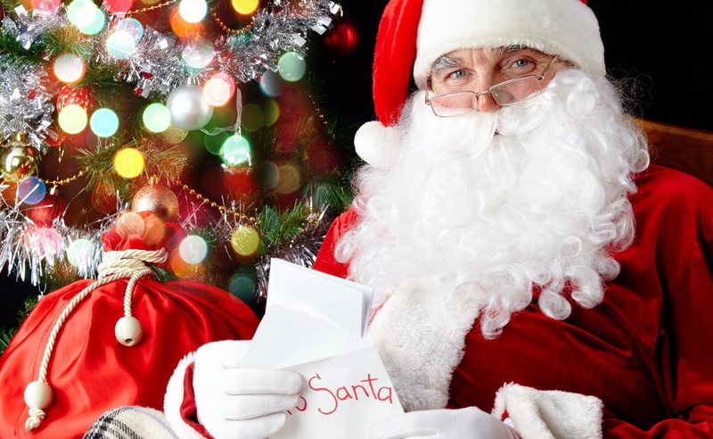 christmas, year, new year, santa, 1080P, santa claus, writing, bag, tree, claus, new