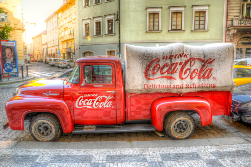 car, sign, old, no people, mode of transportation, day, auto, vehicle, built structure, communication, coca-cola, transportation, red, street, building exterior