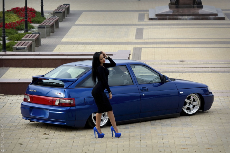 car, girl, day, VAZ, full length, transportation, city Life, blue, urban Scene, mode of Transport, elegance, fashion, adult, mobile phone, young Adult