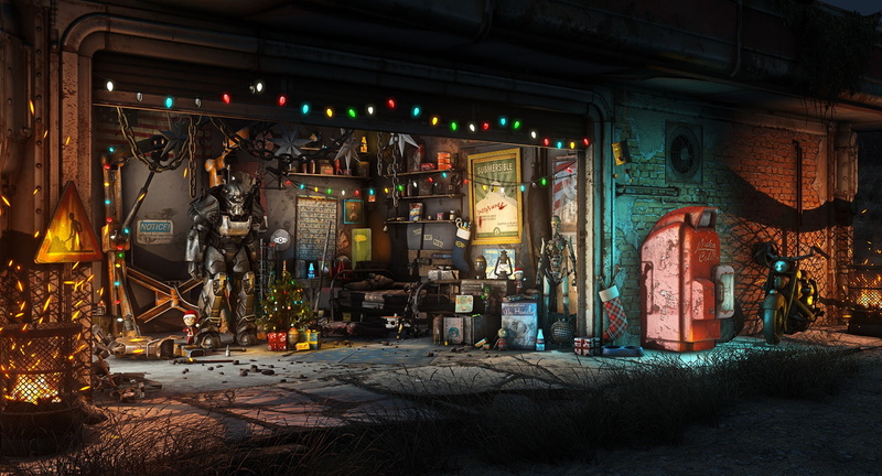 by Digital Frontiers, Holiday, Vault-TEC, Vault-Boy, Digital Frontiers, Fallout, 1080P, The game, Art, Decoration, The Brotherhood Of Steel, Fallout 4 Christmas