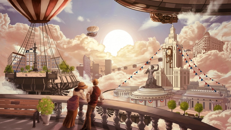 infinite, buildings, 720P, steampunk, hd, bioshock, video games