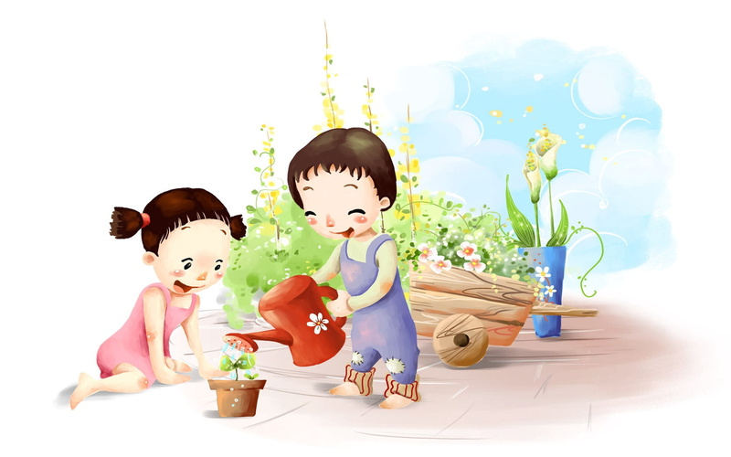 nature, togetherness, holding, men, flower, red, illustration, computer Graphic, gift, backgrounds, plant, boy, lifestyles, can, innocence, happiness, childhood