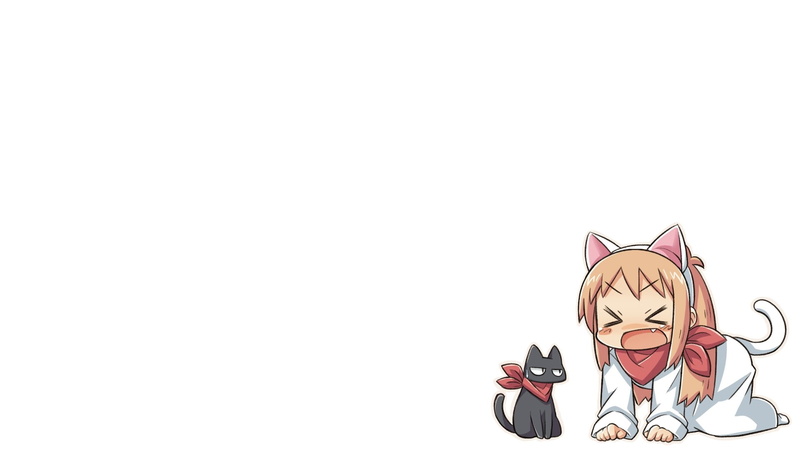 eyes, shinonome, orange, sakamoto, closed, hakase, Nichijou, tails, animal ears, shinonome hakase, animals, animal, simple, 1080P, hair, ears, art, closed eyes