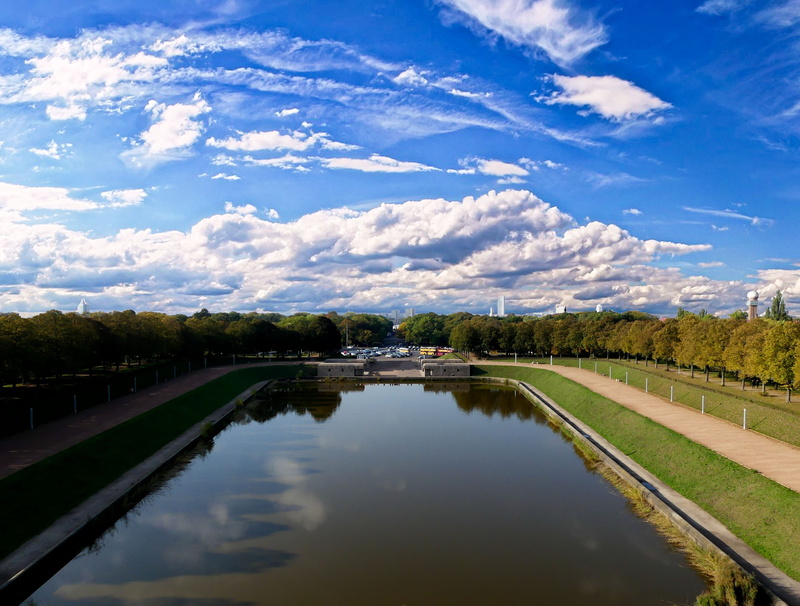 lake, water, blue, waterfront, day, reflection, travel, beauty in nature, cloud - sky, architecture, alone, tranquil scene, nature, tranquility, peoples monument