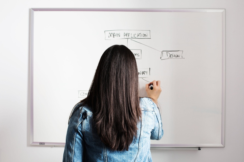 hair, Women, Startup, learning, Business, hairstyle, teenager, females, writes, Business woman, whiteboard, standing, woman, young women, indoors, school