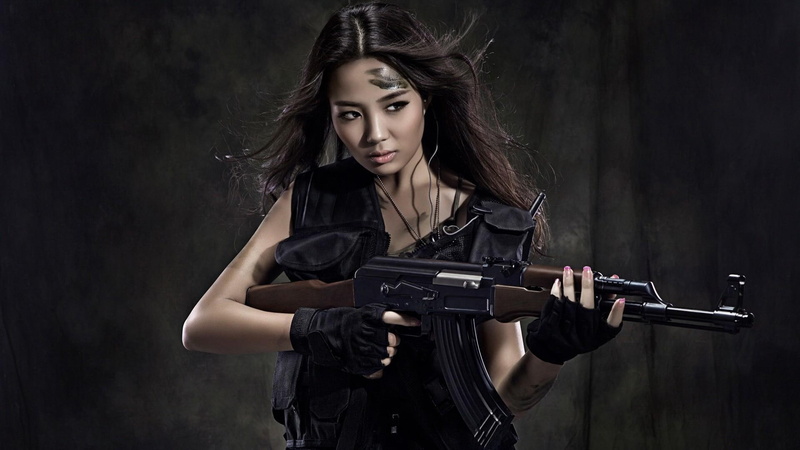 girl, army, fantasy, 1080P, long hair, 3d and abstract