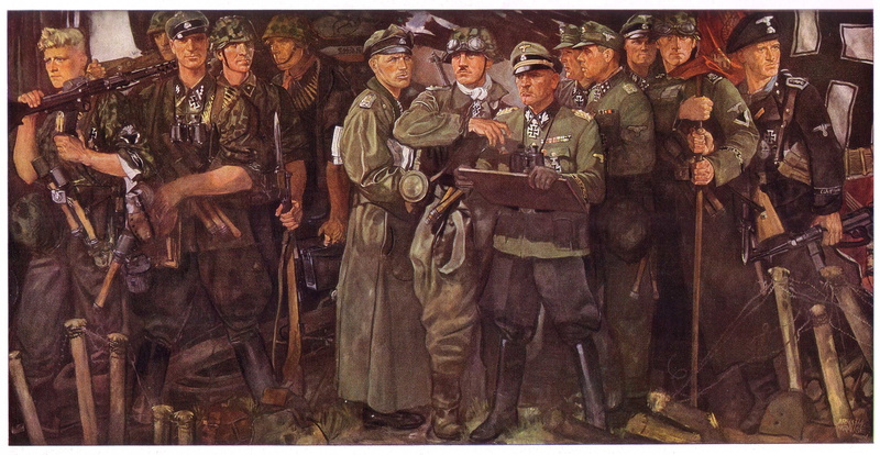 male likeness, history, retail, consumerism, standing, front view, men, clothing, people, MG 42, group of people, illustration, transfer print, Figure