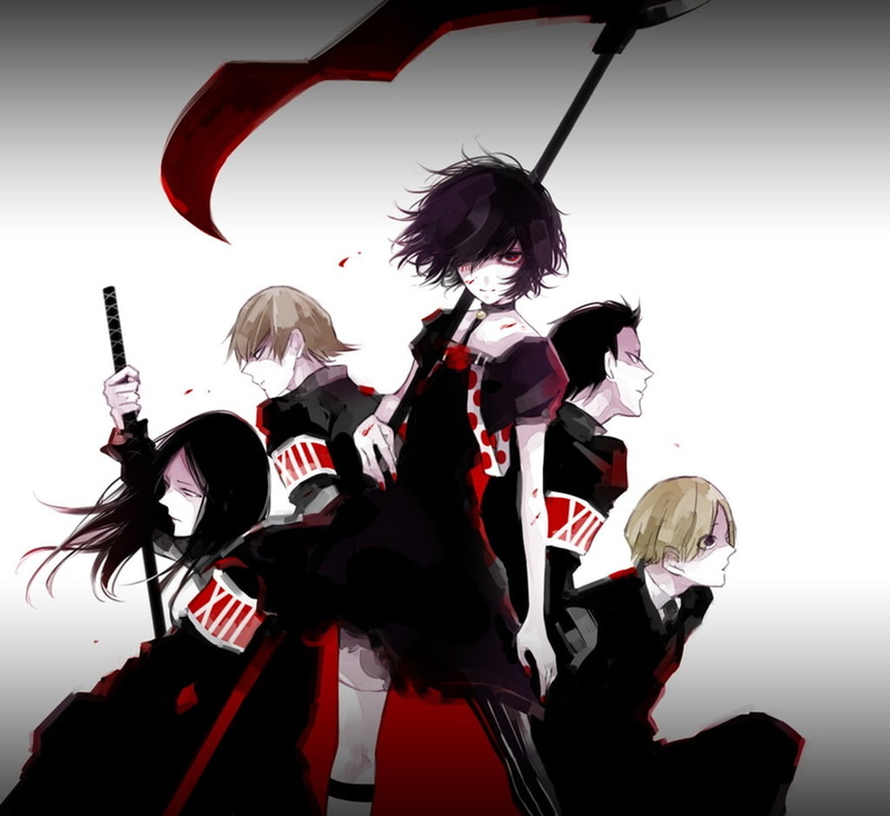 group of people, sports helmet, Suzuya Juuzou, real people, standing, costume, sports equipment, headwear, red, protection, security, Tokyo Ghoul:re, woman