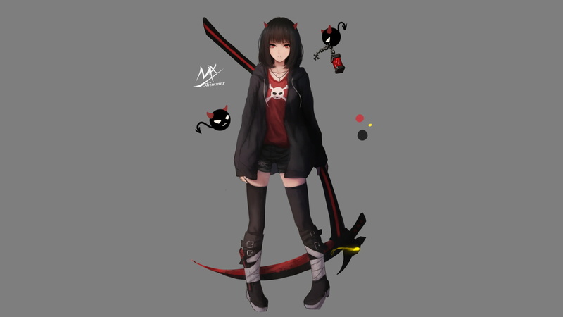 Scythe, Girl, Anime, 1080P