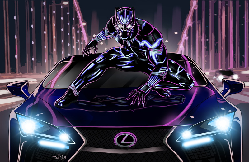 Lexus LC 500, Neon art, HD, Black Panther, Artwork, 2K