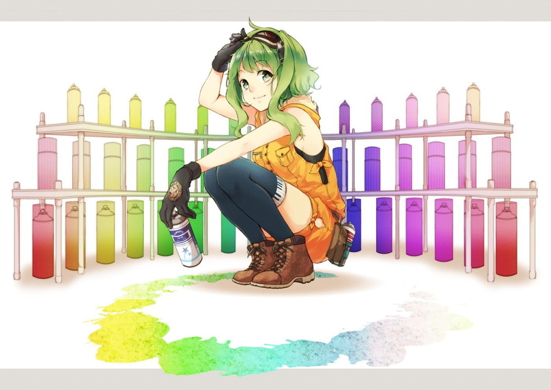 colorful, Megpoid Gumi, anime girls, green hair, 720P