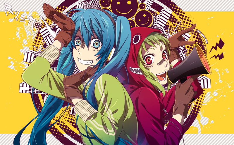 costume, multi colored, waist up, men, male likeness, two people, Vocaloid, people, disguise, Hatsune Miku, mask - disguise, circus, arts culture and entertainment