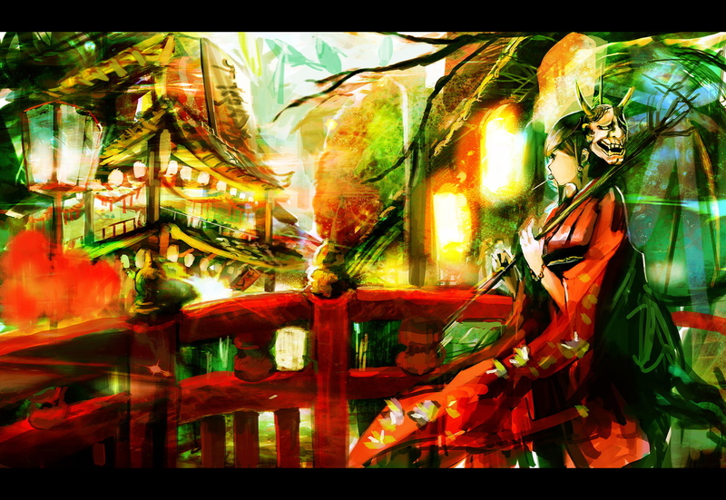 so bin, kimono, clothes, mask, oniko, 720P, hinomoto, japanese