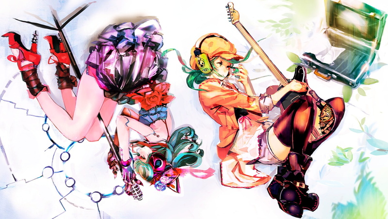 anime girls, 1080P, so-bin, Vocaloid, Hatsune Miku, Megpoid Gumi