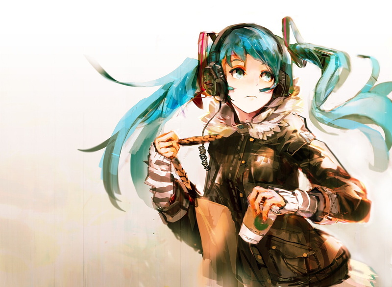 headphones, twintails, so-bin, anime girls, Hatsune Miku, 720P, Vocaloid