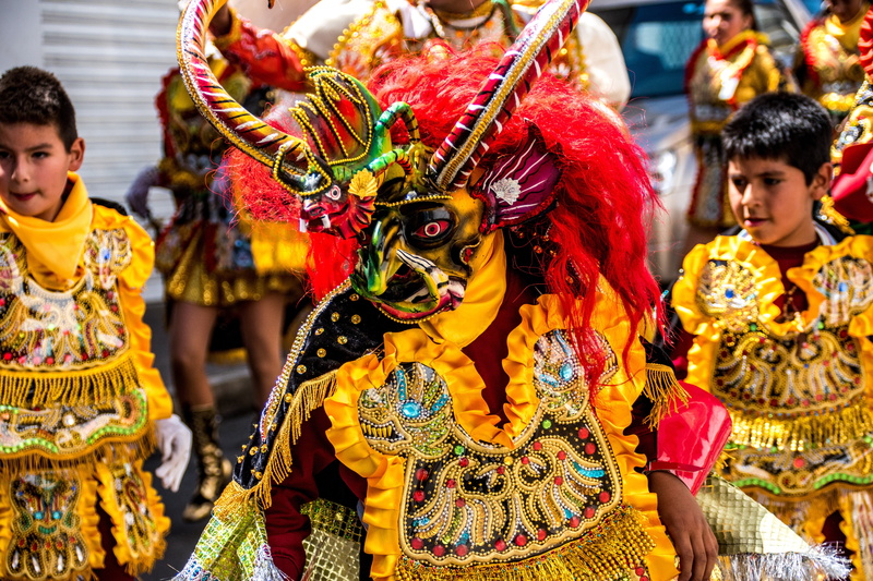 festival, bolivia, obscured face, move, adult, day, multi colored, people, costume, parade, altiplano, traditional clothing, celebration, costumes, mask