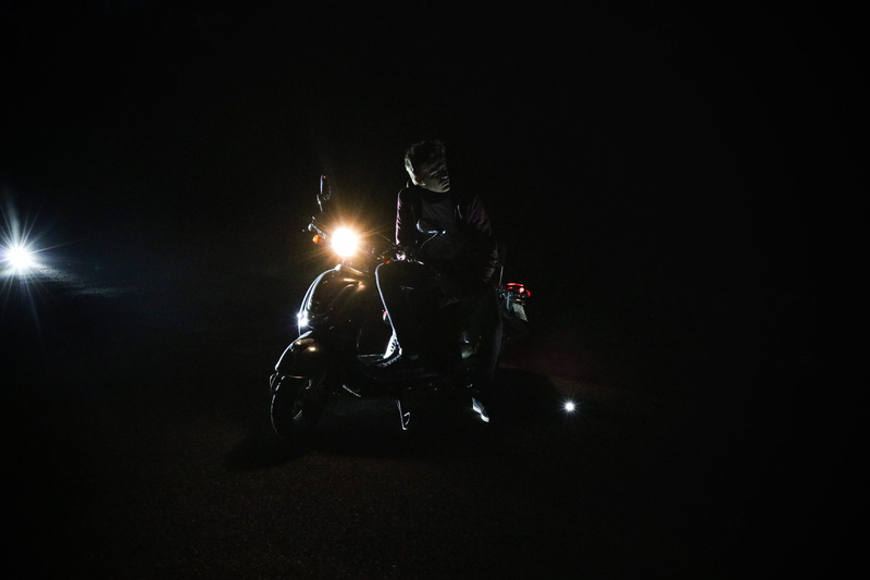 5K, looking away, riding, crash helmet, headlight, sitting, light, men, devil, portrait, road, sport, dark, scooter, motorcycle racing, helmet, motorcycle