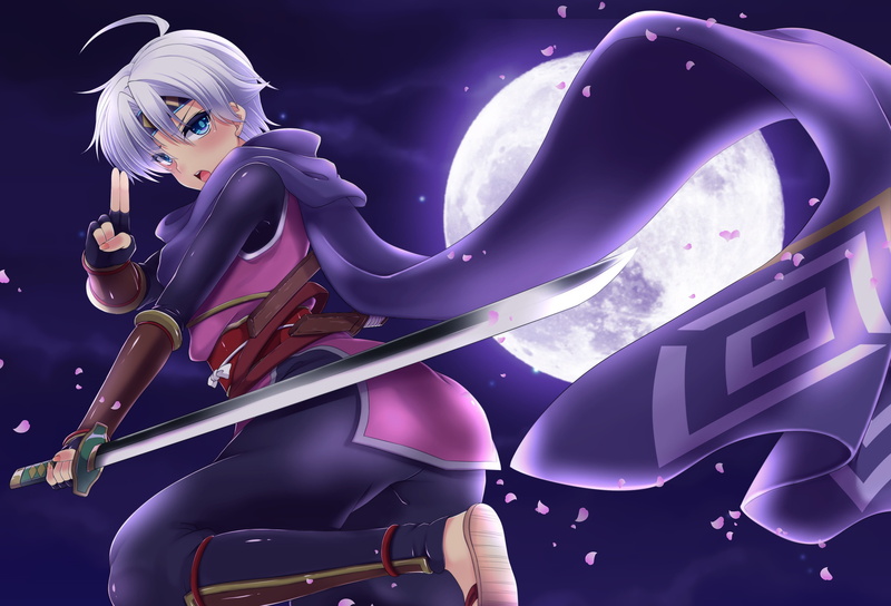 armor, long hair, anime girls, anime, sword, Ninja, 4K, blonde