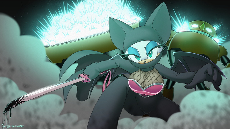 Ninja, Rouge the Bat, robot, 4K, anime, katana, ninja girl, Sonic the Hedgehog, Kunoichi