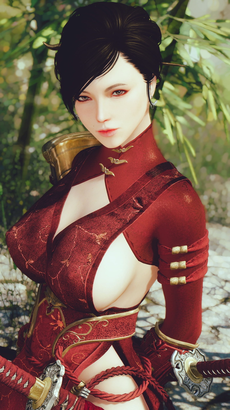 katana, 2K, ninja girl, Skyrim Remastered, legs