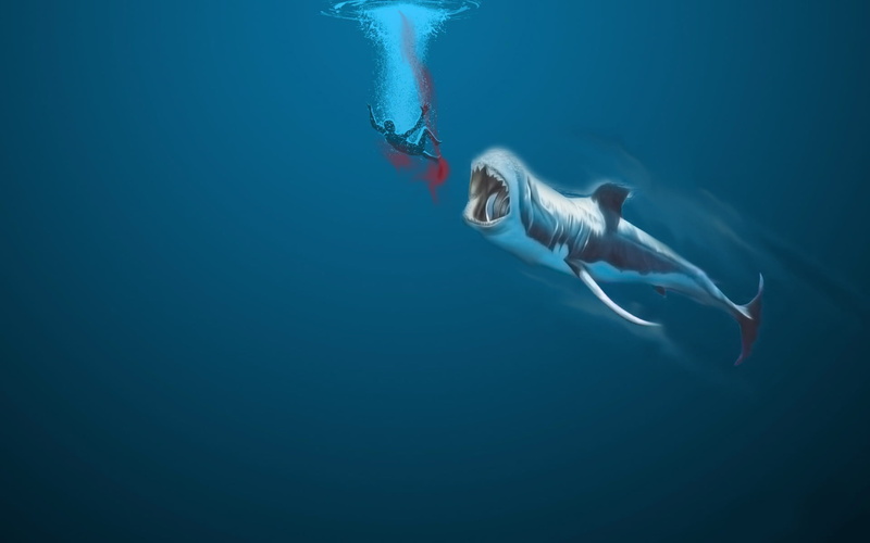teeth, snorkeling, lifestyles, sport, bubbles, fish, adult, painting, sea life, mood, animal wildlife, action, people, sea, animal, the situation, gray