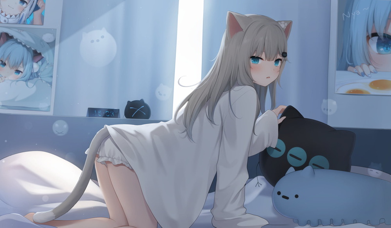Amashiro Natsuki, 1080P, anime, anime girls, cat ears, cat girl