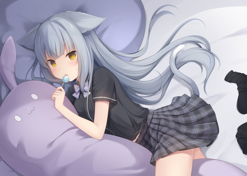 anime girls, cat ears, Amashiro Natsuki, cat girl, anime, 1080P